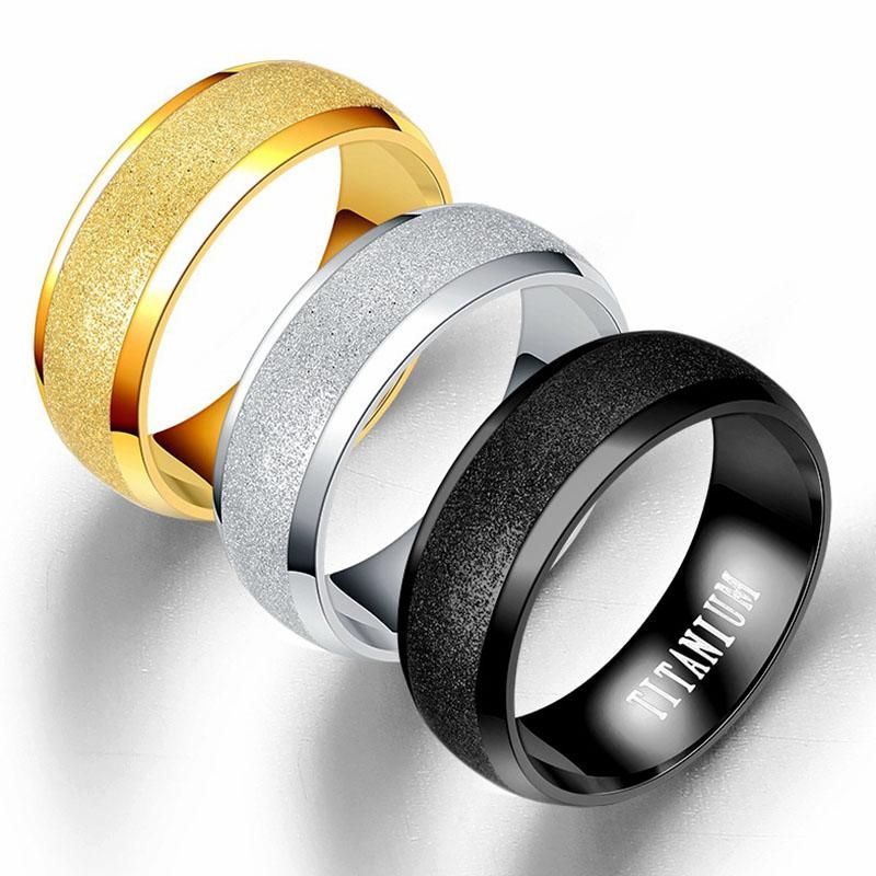 Simple Blank Dull Polish Stainless Steel Ring Gold Black Titanium Band