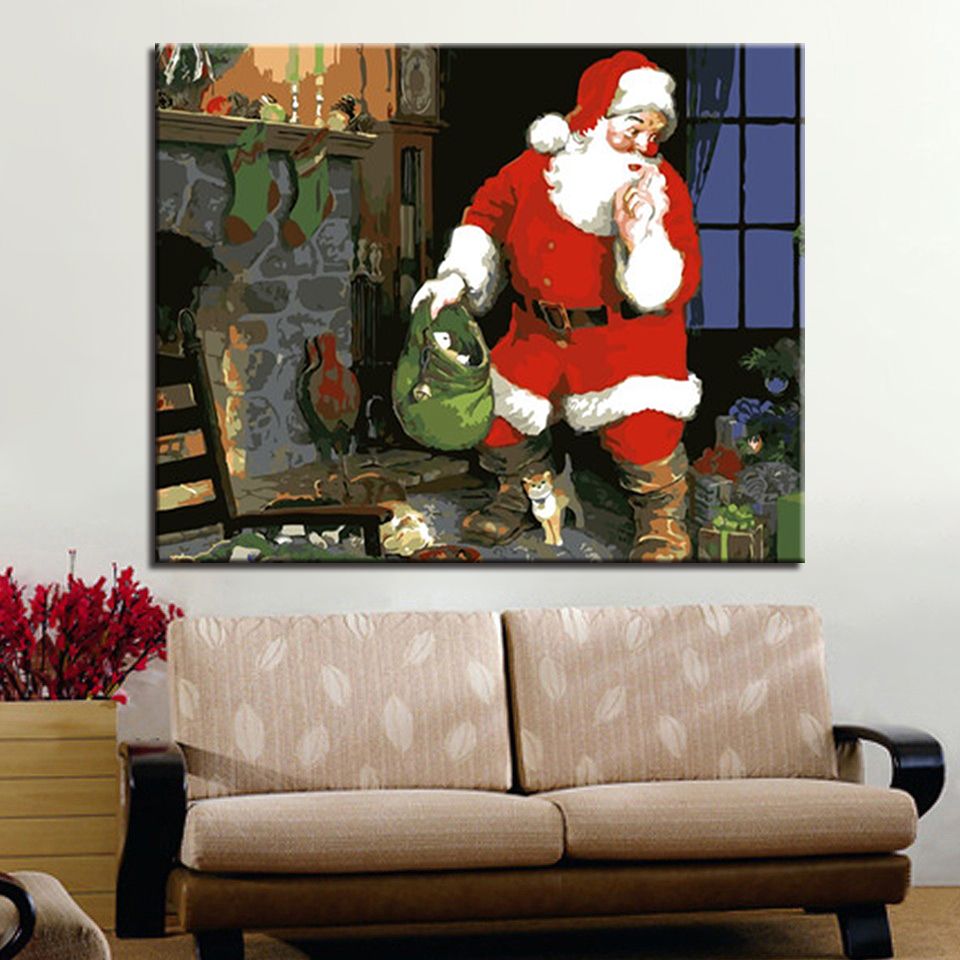 Quadro Babbo Natale.Acquista Quadro Diy Pittura A Olio Digitale By Numbers Kit Colorazione Disegno Babbo Natale Wall Art Canvas Dipinte A Mano Immagini Home Decor A 20 08 Dal Framedpainting Dhgate Com