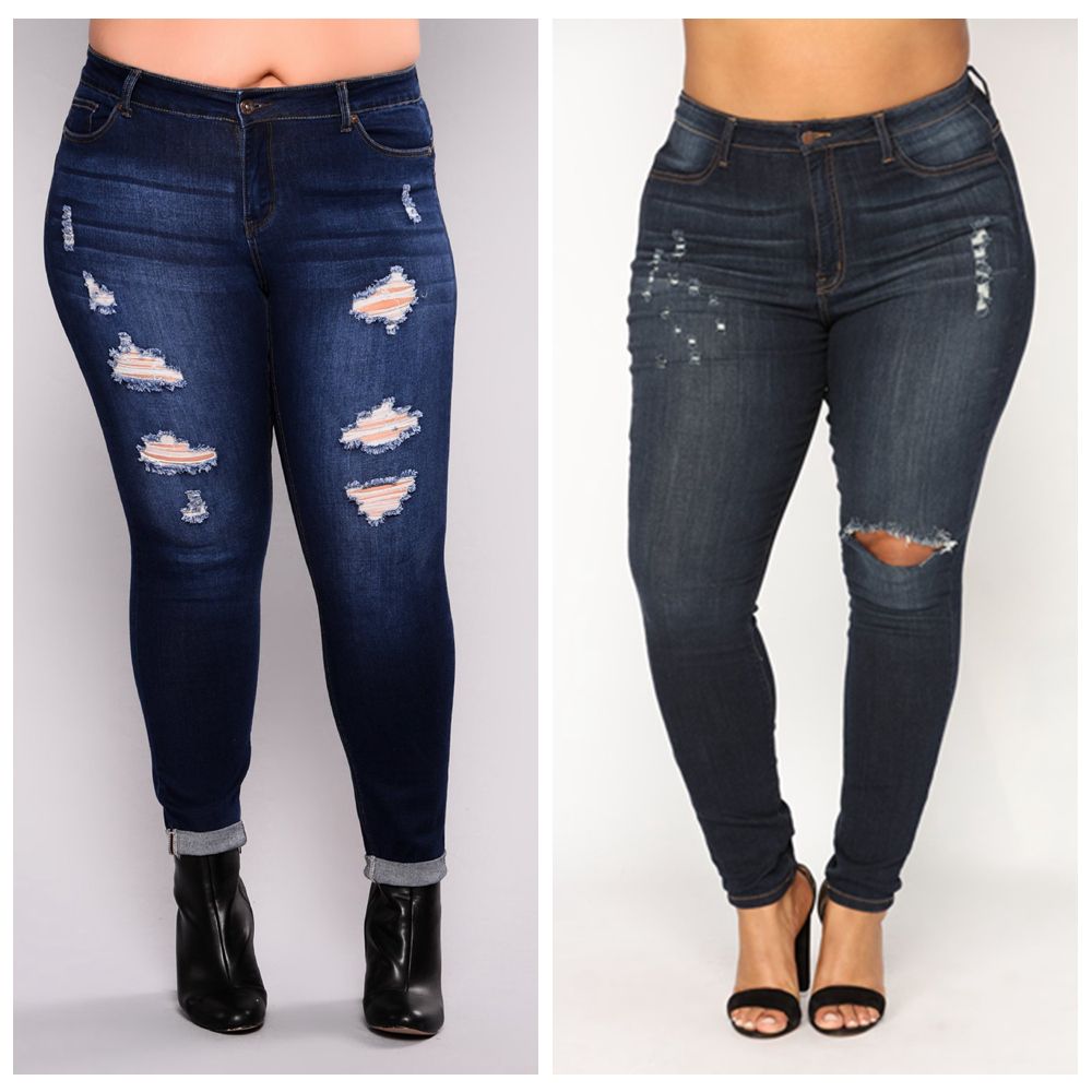 plus size shredded jeans