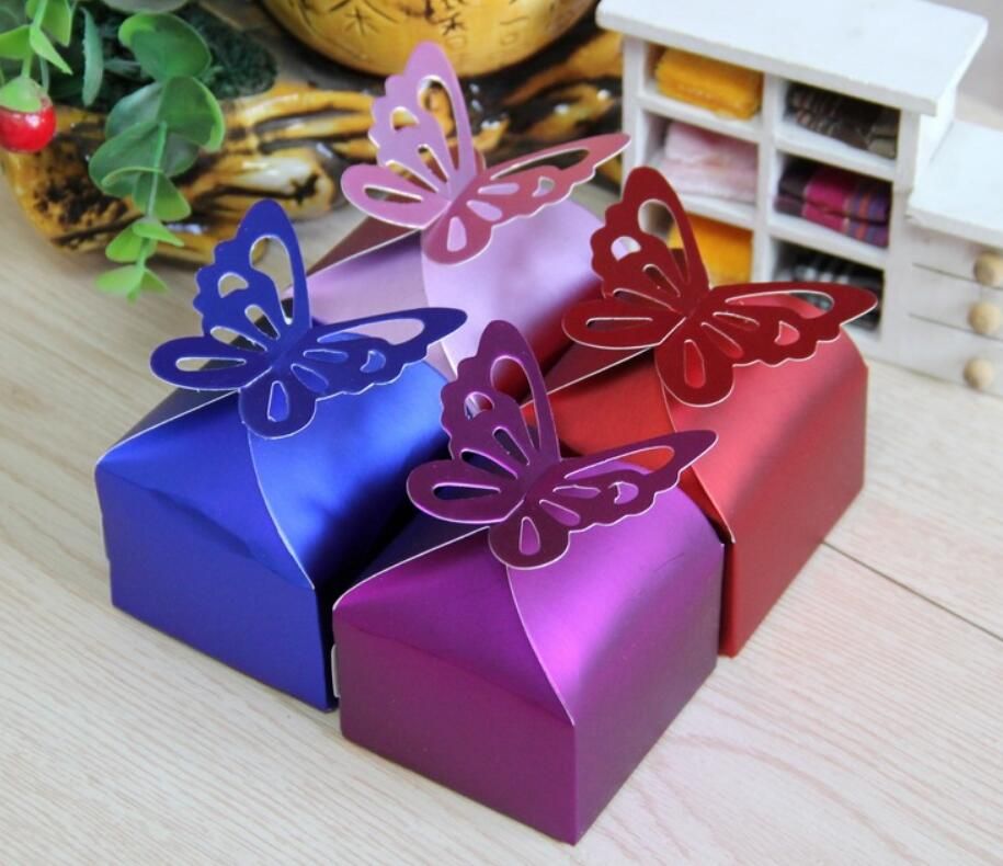 Laser Cut Butterfly Gift Boxes Folding DIY Candy Box Baby Shower Favor