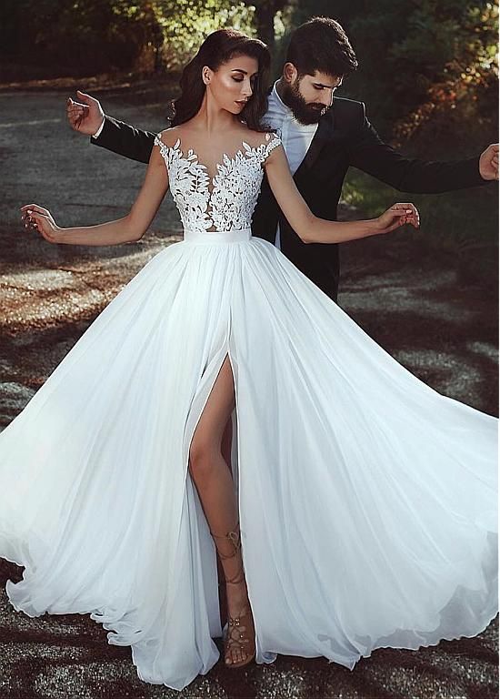 Acquistare 2019 Sexy Beach Abiti Da Sposa Una Linea Morbida Chiffon Abito  Da Sposa Maniche Ad Aletta Pulsanti Indietro Split Piano Lunghezza Abito Da  Sposa Economico | Consegna Veloce E Qualità | It.Dhgate