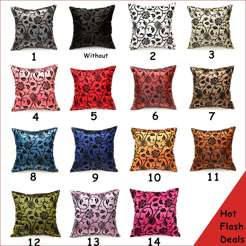 Hot Floral Printed Flocked Pillow Case 17 Inch Cushion Covers