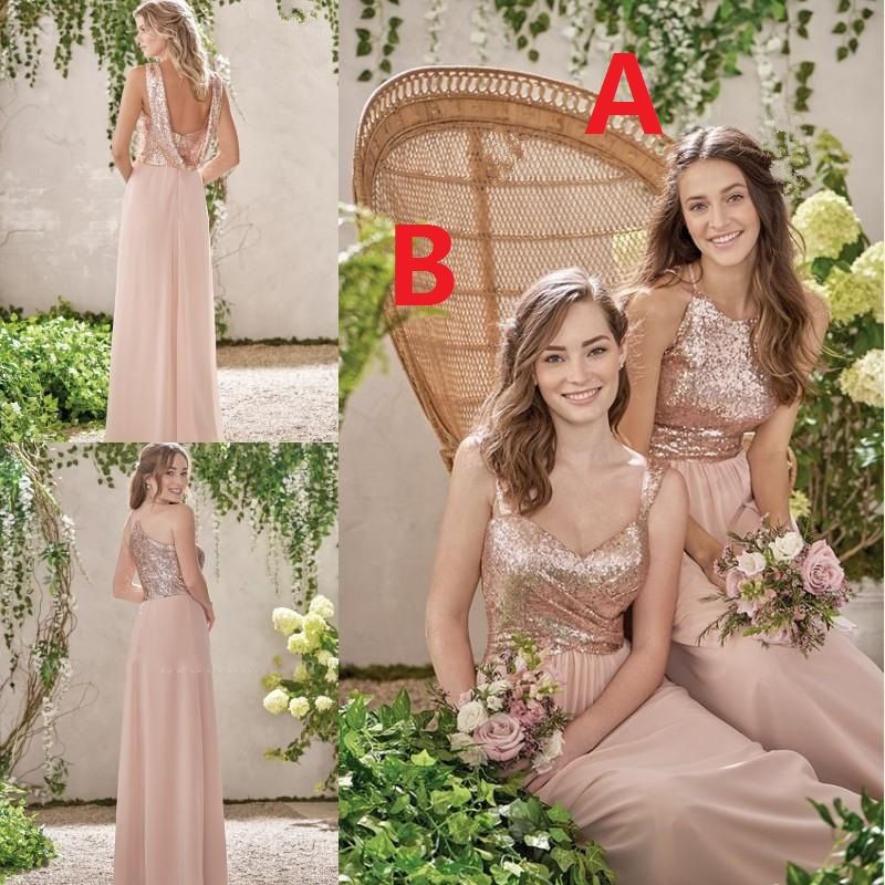 pink rose gold bridesmaid dresses
