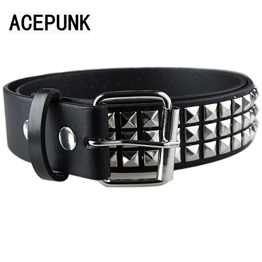 Fashion Rivet Black Belt Men&Womens Studded Belt Punk With Pin Buckle ...