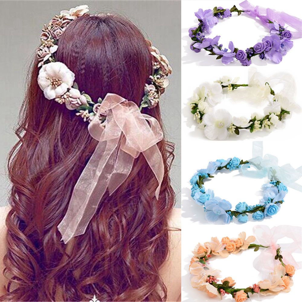 Wedding Headpiece Women Fairy Crown Flower Hairband Boho Floral