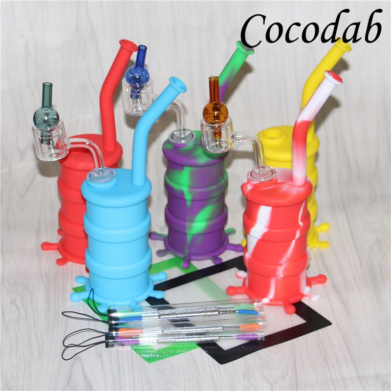 Wholesale BRAND Hookahs Silicone Barrel Bong Mini Smoking Rigs Dab Jar