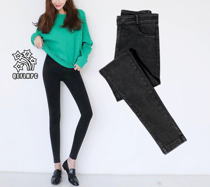high waisted slim fit trousers