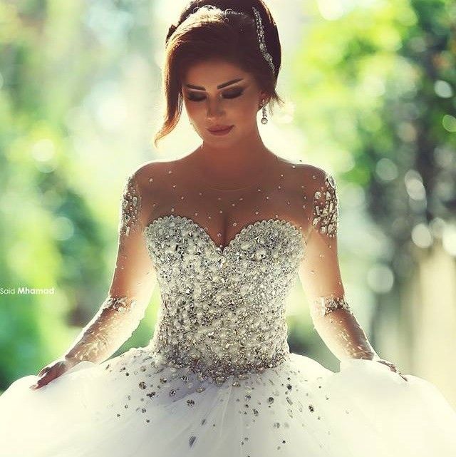 see through long sleeve wedding dress