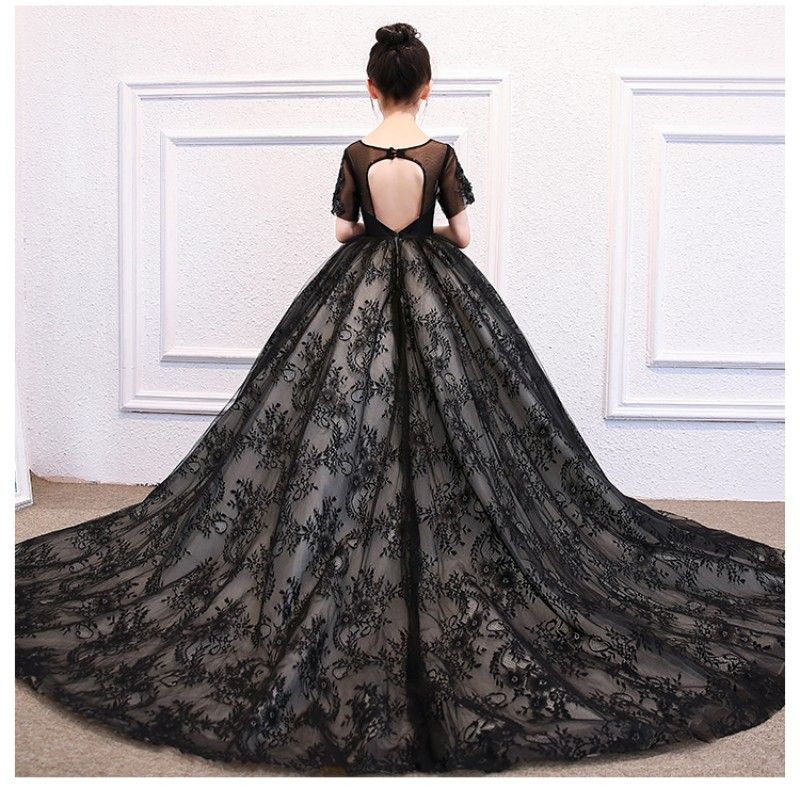 Black Princess Ball Gown Flower Girls 