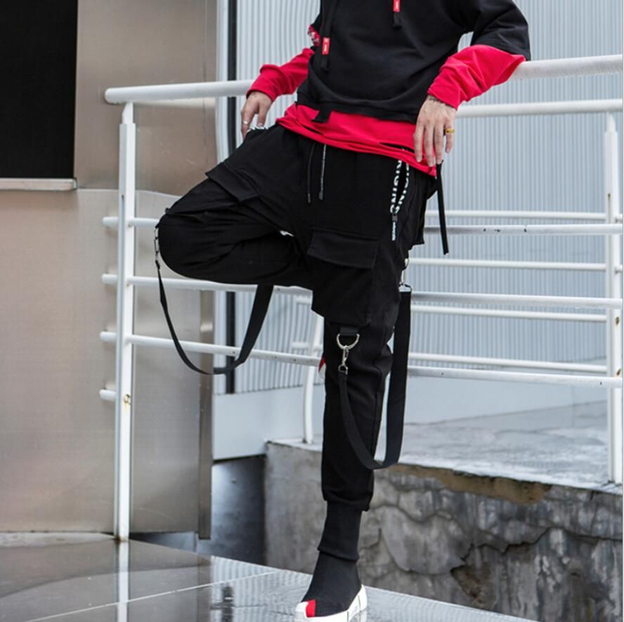 2020 2018 New Autumn Mens Harem Pants Fashion Personality Casual Loose Comfortable Big Pocket Overalls Pants Hip Hop Stage Costumes From Macloth 37 9 Dhgate Com