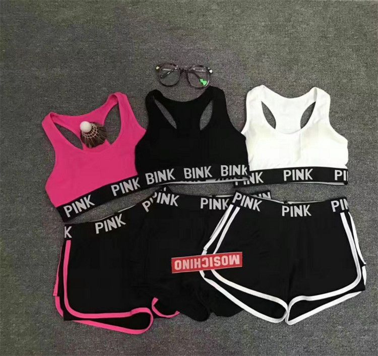 Cumbre Naufragio adolescentes Love Pink juegos deportivos Sujetador deportivo Gimnasio Fitness Pantalones  cortos PINK Carta Ropa interior Chaleco de