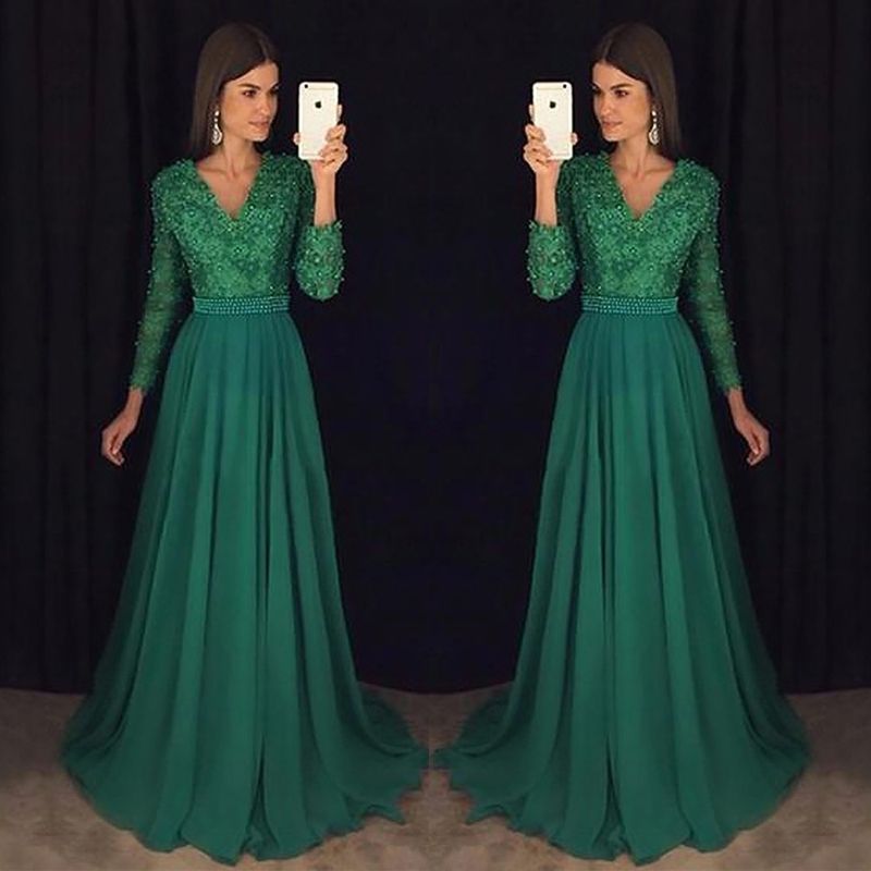 elegant emerald green cocktail dress