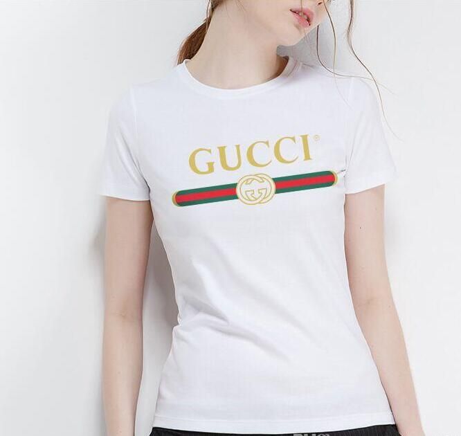 Women GUCCI T Shirts Summer Tee Shirt Men Women Solid Color Casual Black White Short Sleeve O Neck Ladies Tees Tops Female T Shirt 57 Witty Tee