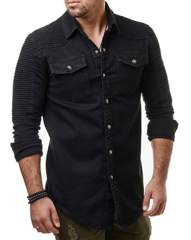 solid black denim jacket