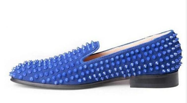 navy blue loafers with spikes
