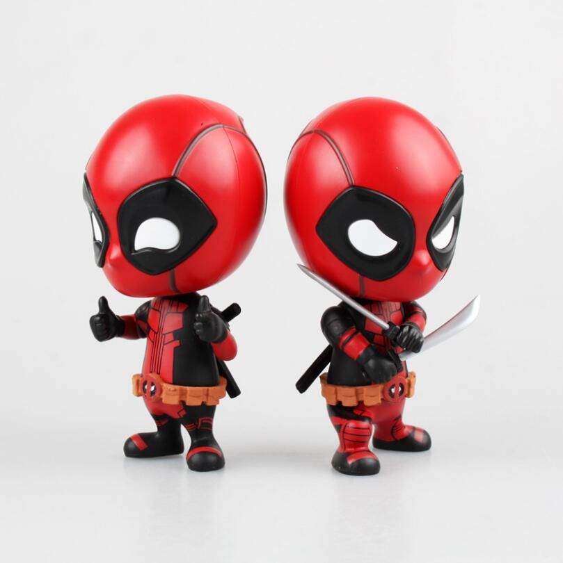 10cm Deadpool Figure Toys Fighting avengers Gesturing Bobble head Car Decor Toy