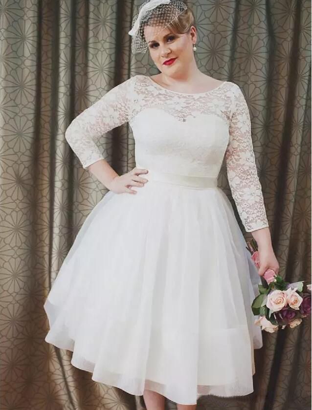 plus size knee length wedding dresses