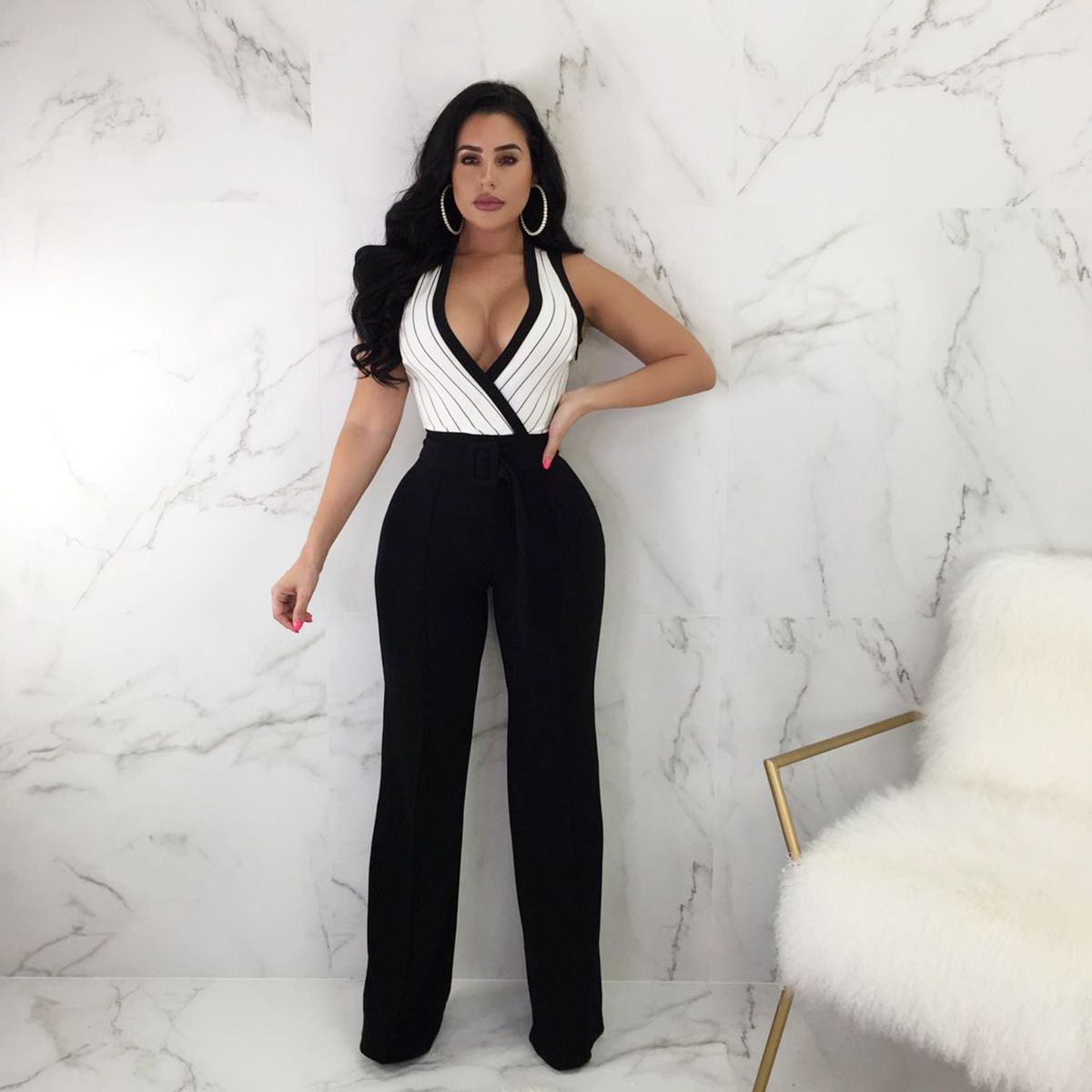 jumpsuit deep v neck