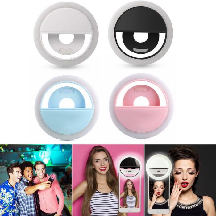 compre universal selfie ring light lampara led carga usb selfie flash telefono con camara len fotografia de mejora para iphone xs max huawei samsung a