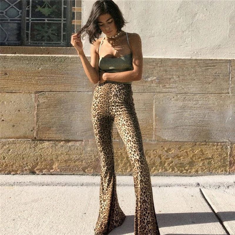 Compra Pantalones Leopardo De Las Nuevas Mujeres Del Otoño Cintura Alta  Pantalones Casuales Delgados Leopard Bell Bottom Pantalones C3868 Barato |  Entrega Rápida Y Calidad | Es.Dhgate