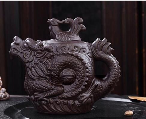 juego de té de cerá tetera de dragón chino Tetera de Cerámica Roja 