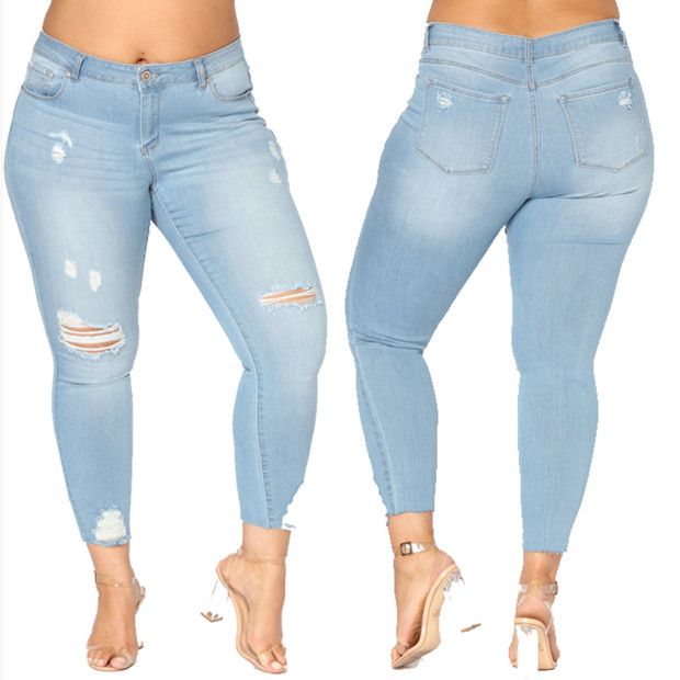 ladies plus size ripped jeans