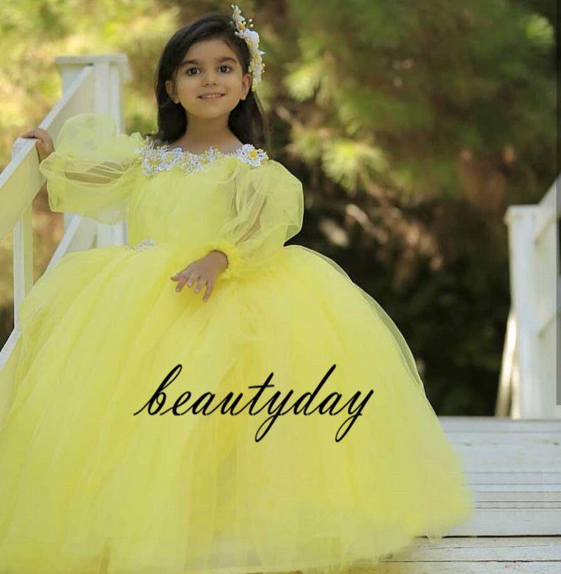 little girl yellow pageant dresses