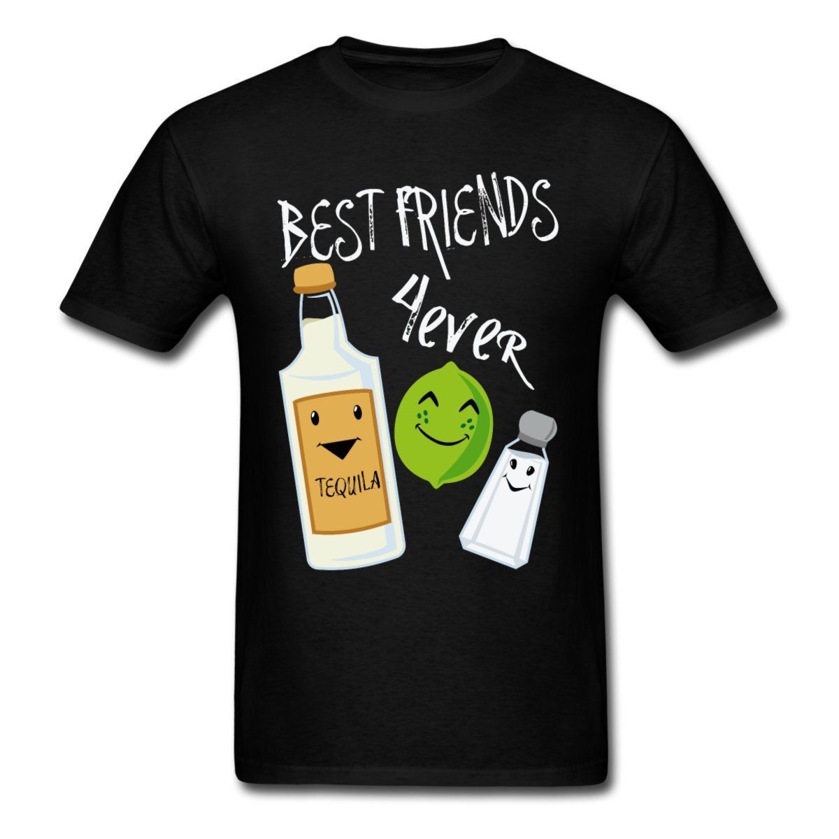 Best Friends Forever Tequila Lima Sal Divertido camiseta de los hombres Camiseta con cuello en