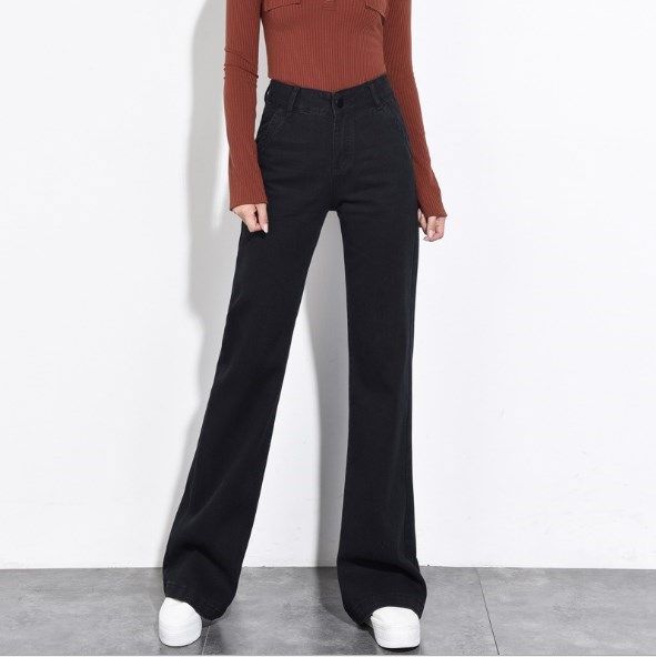 black jean flare pants