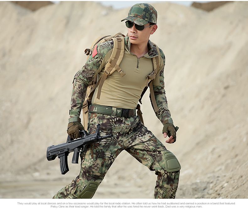 JUNSHIFU Vêtements de Chasse Camouflage Grenouille Tactique Costumes Pantalon de Combat Uniforme Militaire 