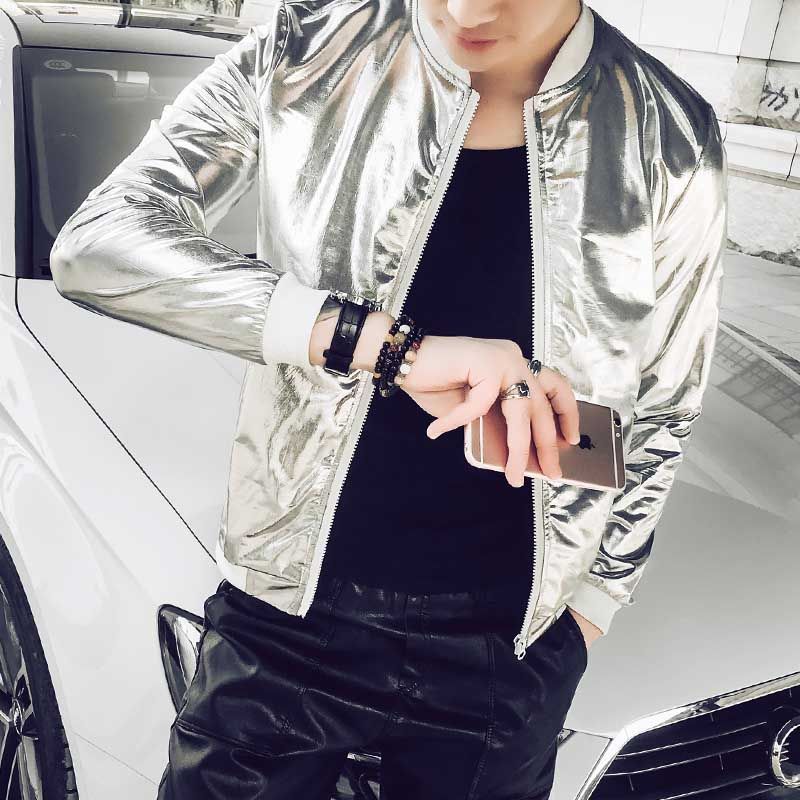Ropa de hombre de verano Moda juvenil Slim Fit Fit Silver Silver Chaquetas Hombres Etapa