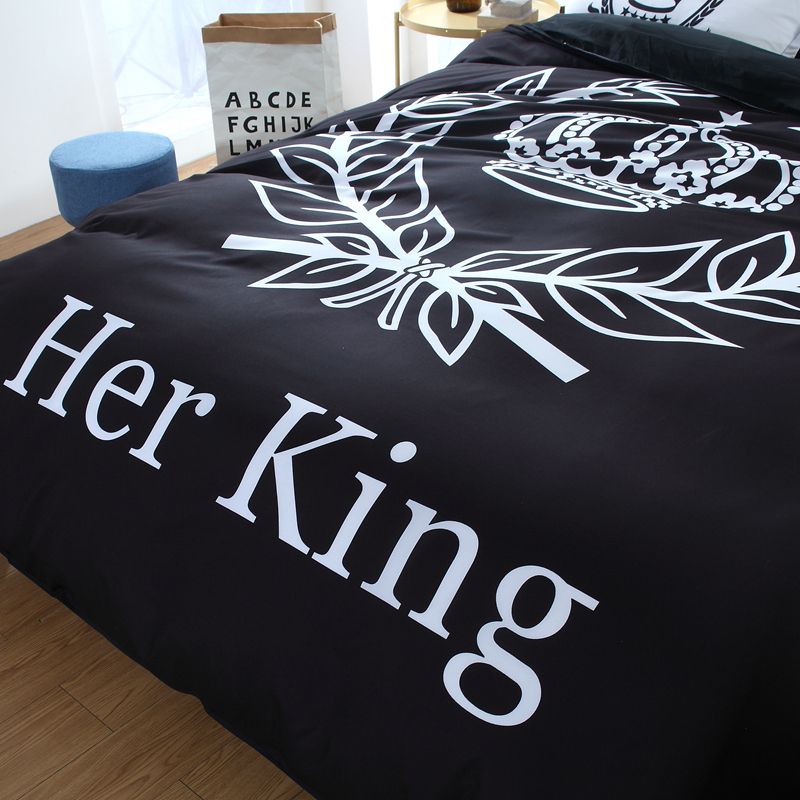 Royal Bedding Set Her King Pattern Black Duvet Cover Set Single
