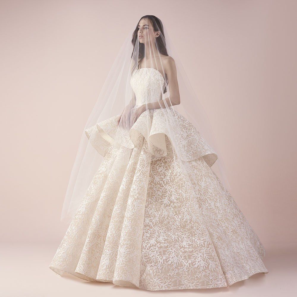 peplum lace wedding dress