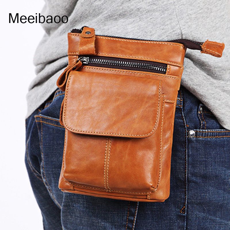 Mens Fanny leather leather leather leather belt belt belt shoulder strap head layer cowhide multifunctional business bag