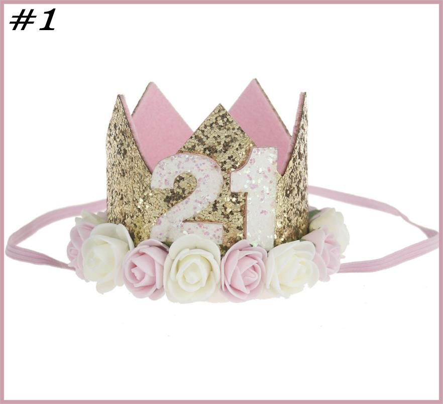 Party Decoration Baby Birthday Hat 1 Years Old Flower Headwear Crown Hair Band