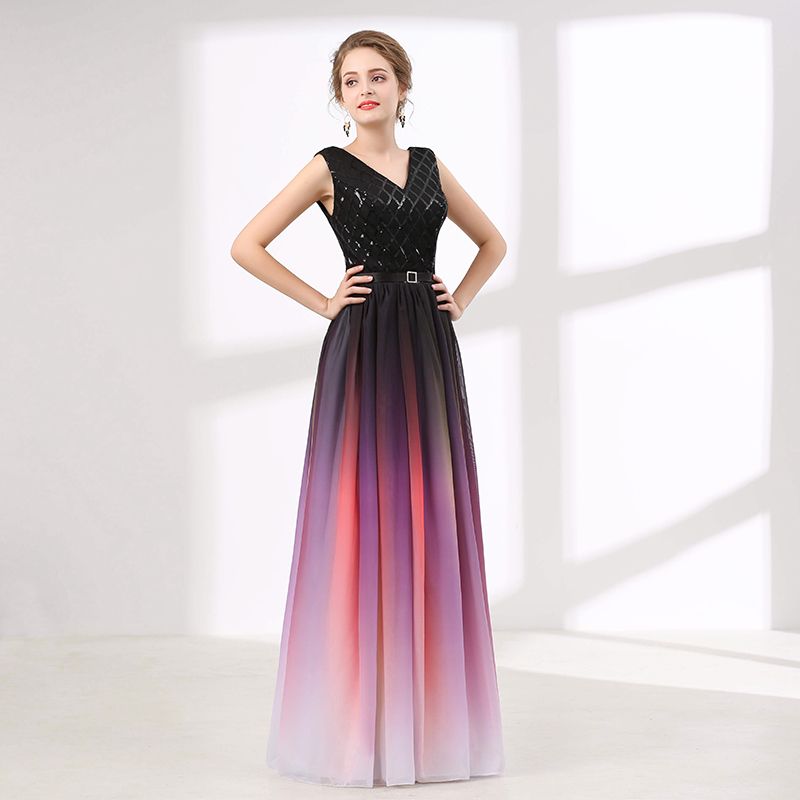 rainbow chiffon dress