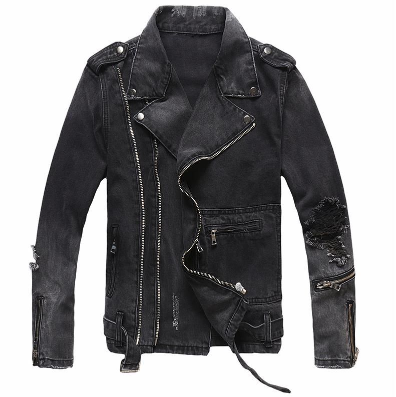 Acquistare Biker Da Uomo Biker Giacca Di Jeans Strappato Distressed Zipper  Retro Slim Fit Jeans Neri Cappotto Primavera Autunno S 3XL # 403 Economico  | Consegna Veloce E Qualità | It.Dhgate