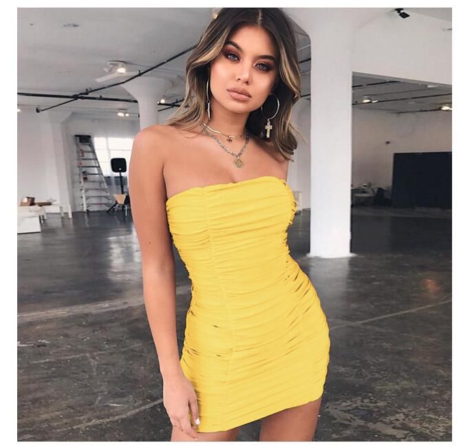 yellow tight dress