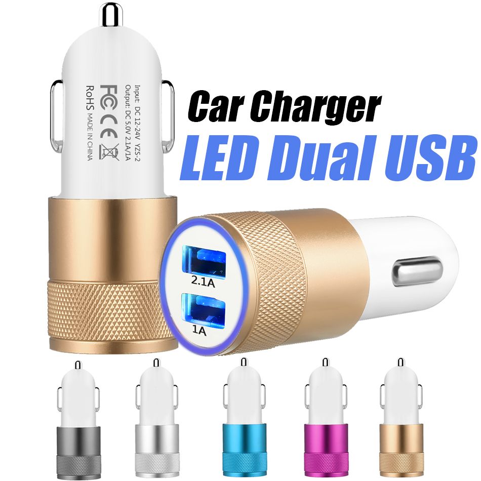 Nokoko Brand Metal Dual Usb Port Car Charger Travel Adapter Micro