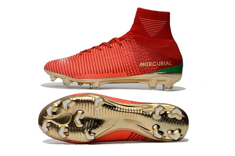 red and gold soccer cleats