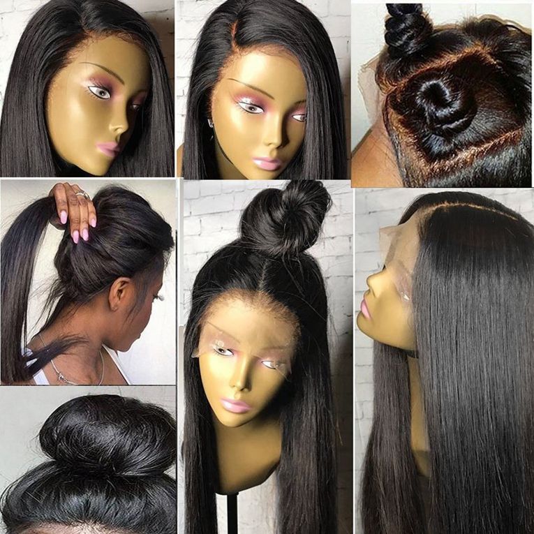 Silky Straight Natural Black Long Synthetic Lace Front Wig