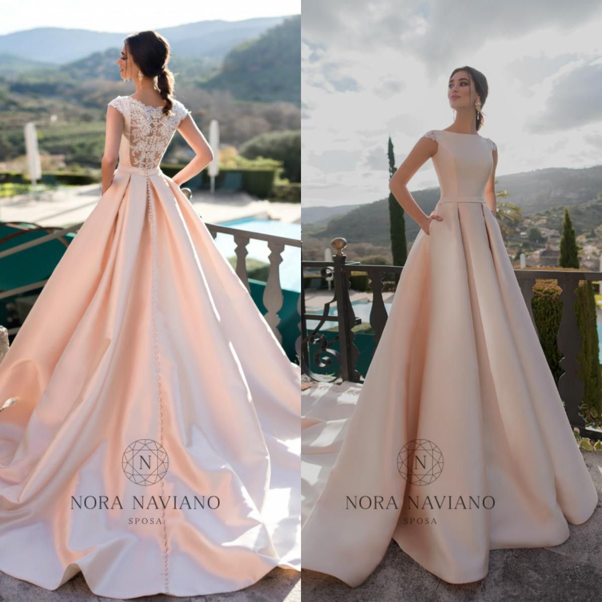 blush satin wedding dress