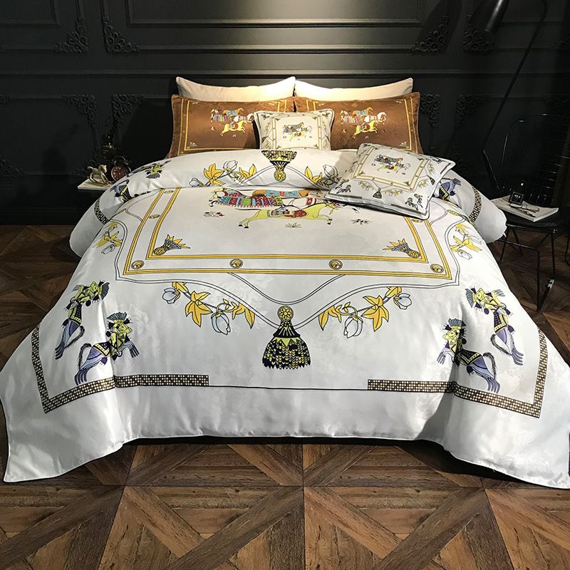 Luxury Printing 100 Cotton Royal Bedding Set Pony Print Ruiyee