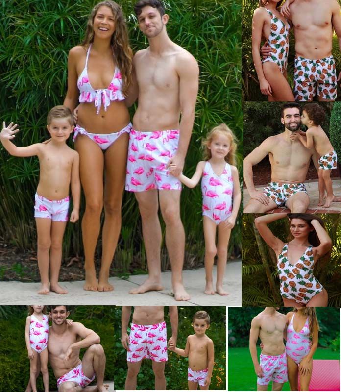 matching pineapple bathing suits