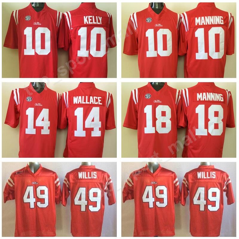 NCAA Ole Miss Rebels Football 10 Eli Manning Jersey SEC College 10 Chad