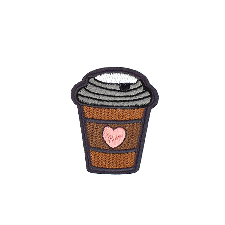 2020 Diy Heart Shaped Coffee Cup Patches Fabrics Apparel Kid Clothing Iron On Transfer Applique Patch For Sew