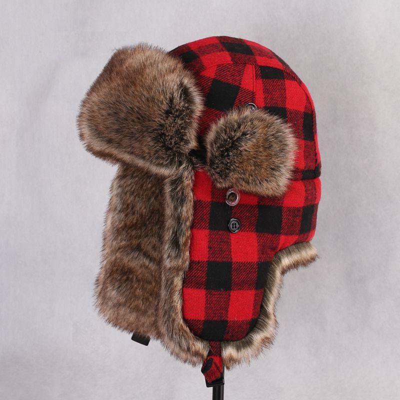 red plaid winter hat