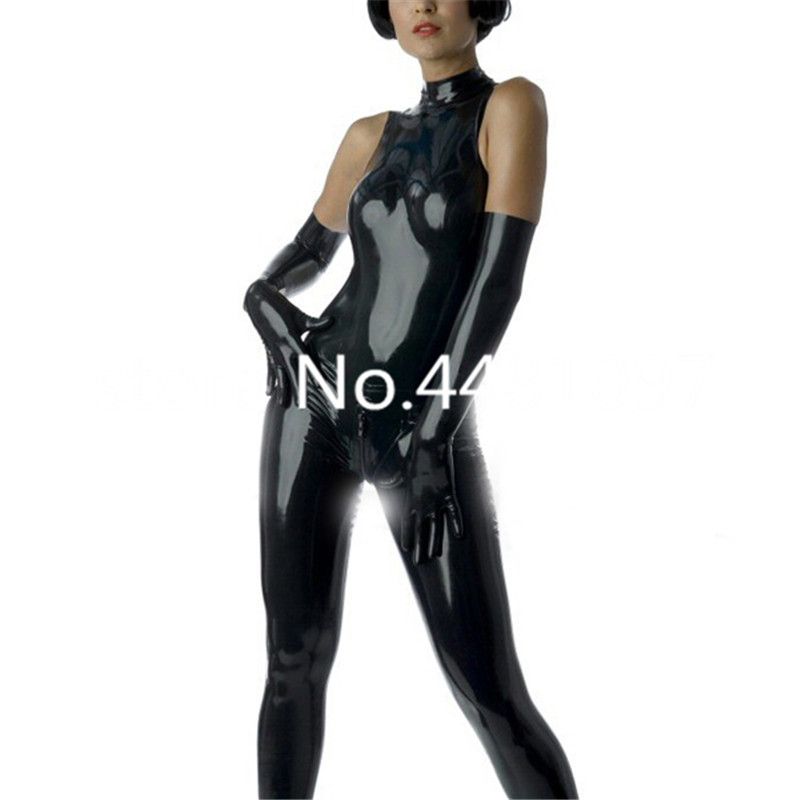 black sleeveless catsuit