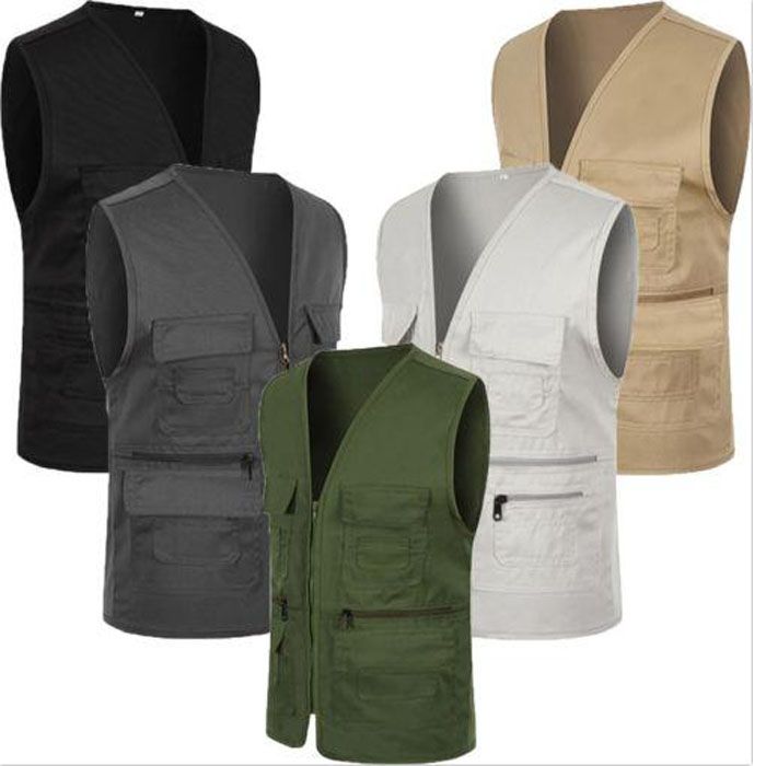 Hot Men/'s Multi Pocket Camera Outdoor Travelers Fishing Working Photography Vest