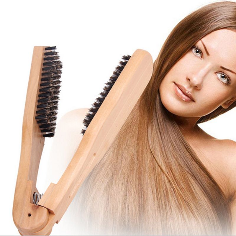 New V Shaped Salon Hair Hairdressing Wooden Clamp Comb